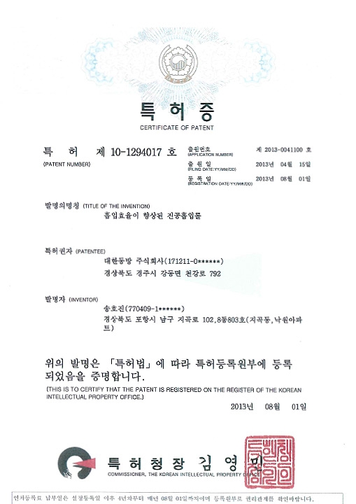 특허 제 10-1294017호